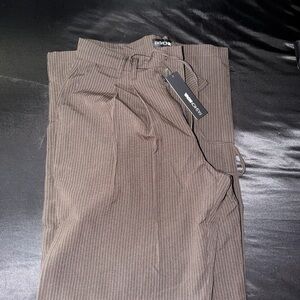 Fashion Nova Brown Pinstripe Flare Pants